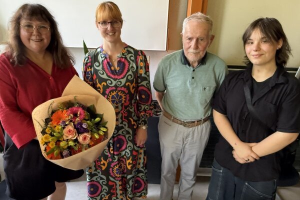 Fr. Mair, Fr. Kraus, Hr. Kaufmann und Nell Wager