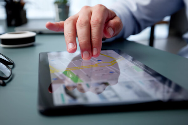 Online Real Estate Search On Computer. House Property Listing