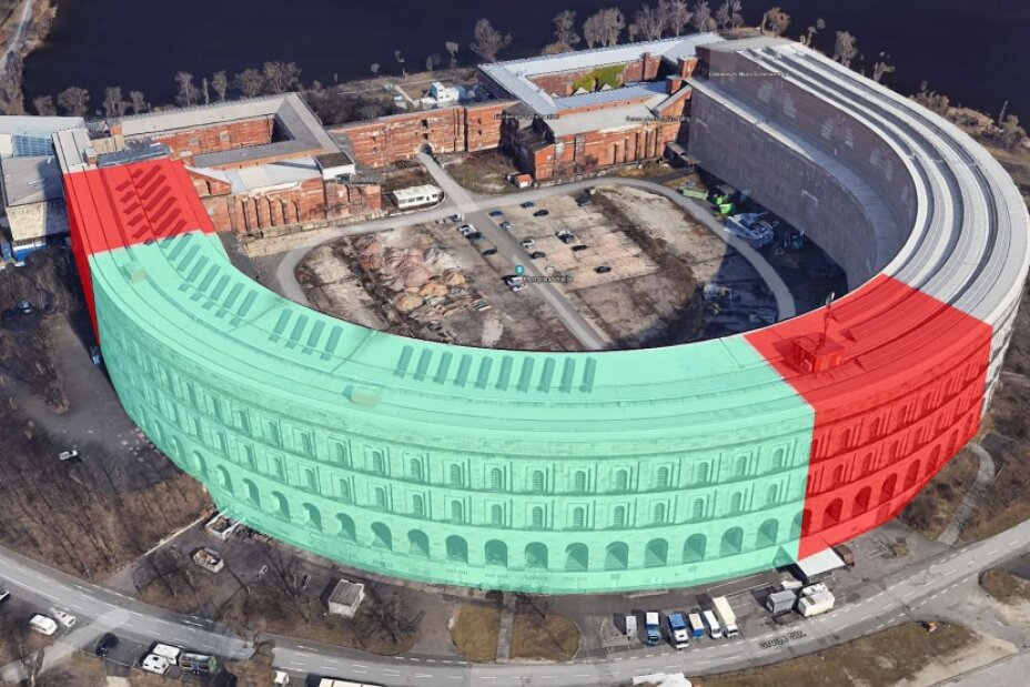 Bild © Stadt Nürnberg Ermöglichungsräume (rot) und Räumlichkeiten Staatstheater Nürnberg (türkis), Bild © Stadt Nürnberg