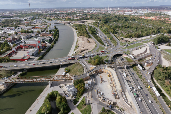 Hafenbrücken: Anschlussstelle Nürnberg Hafen-Ost