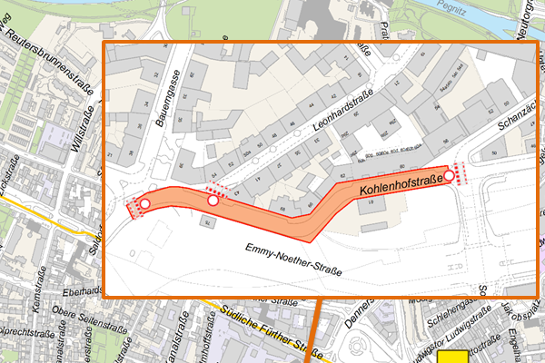 Kohlenhofstraße Karte mit Umleitung