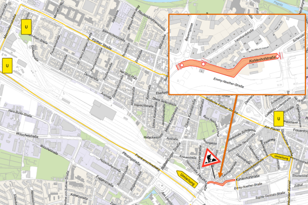 Kohlenhofstraße Karte mit Umleitung