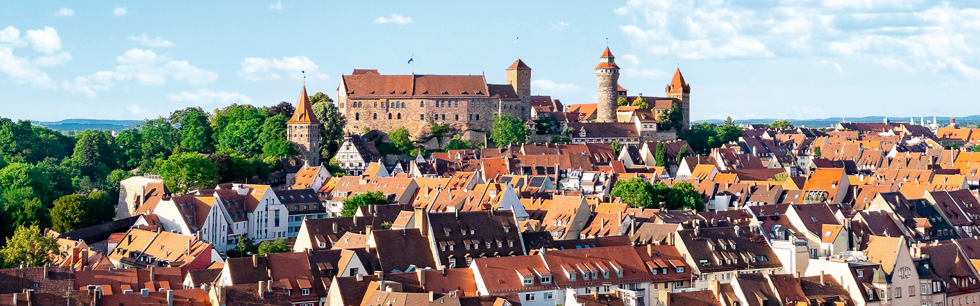 Sommerliches Stadtpanorama mit der Nürnberger Burg.