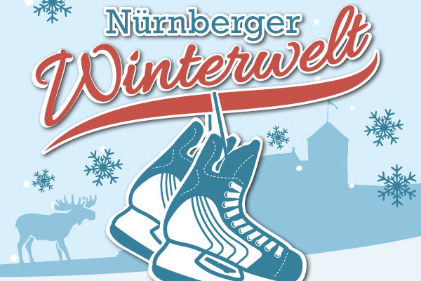 Logo der Nürnberger Winterwelt: Schriftzug und ein paar Schlittschuhe.