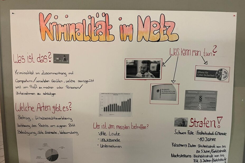 Plakat zum Thema "Kriminalität im Netz", Bild © Berufliche Schule 4 / Stadt Nürnberg