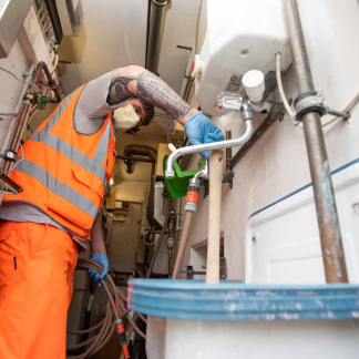 ( Bild: Christine Dierenbach / Amt für Kommunikation und Stadtmarketing ) : Jürgen Sindel und seine sechs Kollegen vom Sör-Bereitschaftsdienst