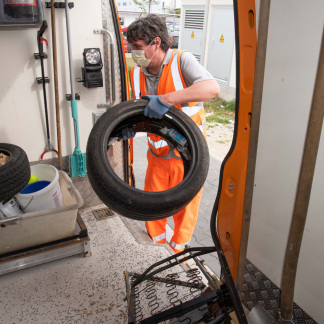 ( Bild: Christine Dierenbach / Amt für Kommunikation und Stadtmarketing ) : Jürgen Sindel und seine sechs Kollegen vom Sör-Bereitschaftsdienst