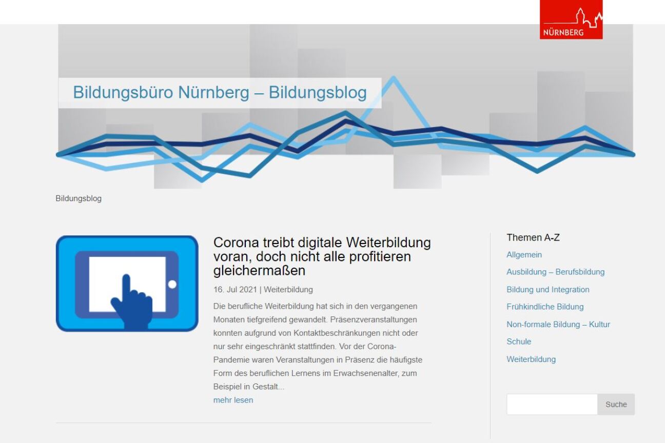 Bildungsblog Screenshot, Bild © Bildungsbüro Stadt Nürnberg