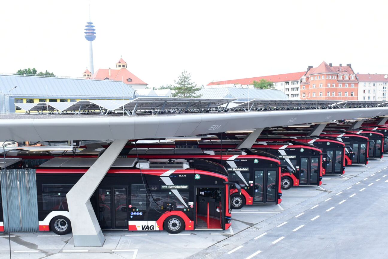 Blick auf den eBus-Port der VAG in Schweinau