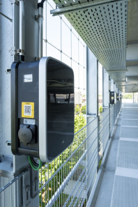 Ladestation im Parkhaus auf dem N-Ergie-Betriebsgelände Sandreuth