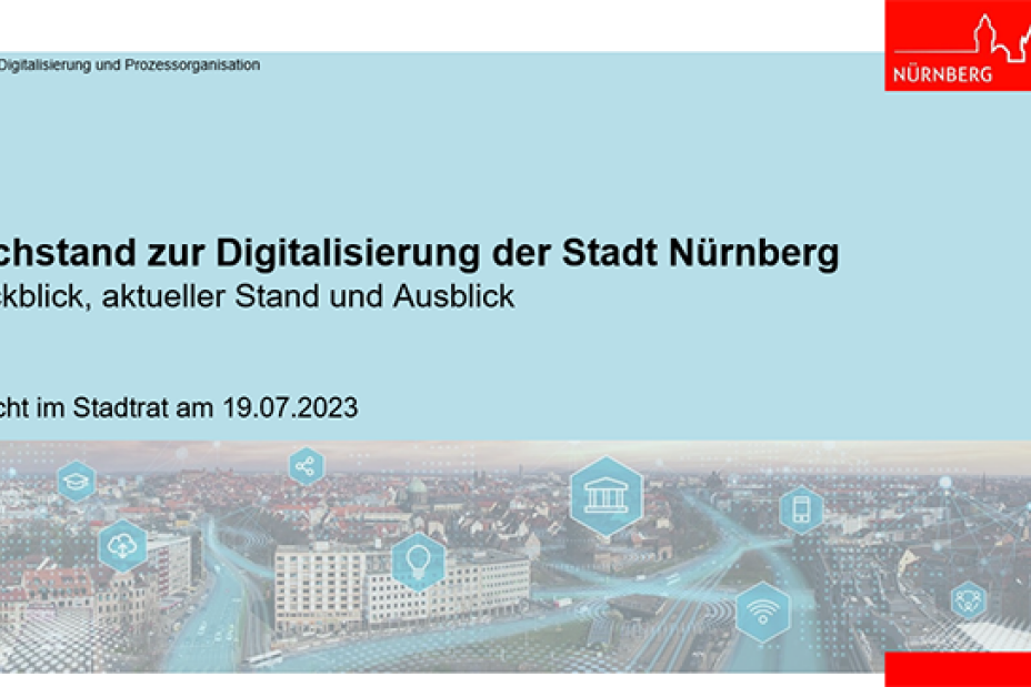 Titelfolie Sachstandsbericht Digitalisierung, Bild © Stadt Nürnberg/Amt für Digitalisierung und Prozessorganisation