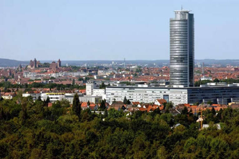 Blick von Süd-Osten über Nürnberg.