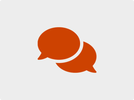 Das Bild zeigt 2 orange Sprech·blasen. Die Sprech·blasen sind das Symbol für: Chat.