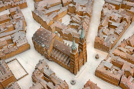 Das Stadtmodell mit Blick auf die Lorenzkirche.