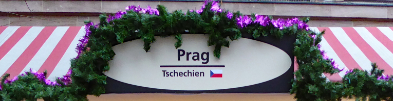 Schild der Prag Bude am Markt der Partnerstädte