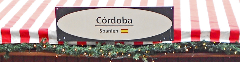 Schild der Cordóba Bude am Markt der Partnerstädte in Nürnberg
