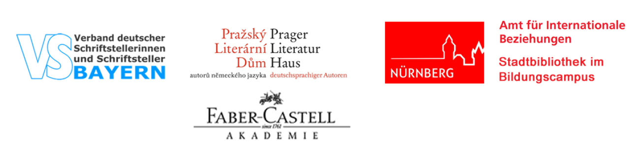 Logos der Kooperationspartner des mittelfränkisch-tschechischen Literaturstipendiums, Bild © vs mittelfranken / Prager Literatur Haus / Akaedmie Faber-Castell / Stadt Nürnberg