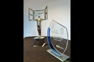 Bild Diese beiden Access City Award-Trophäen für den zweiten Preis und den Sonderpreis für Inklusion im Sport gehen an die Stadt Nürnberg.