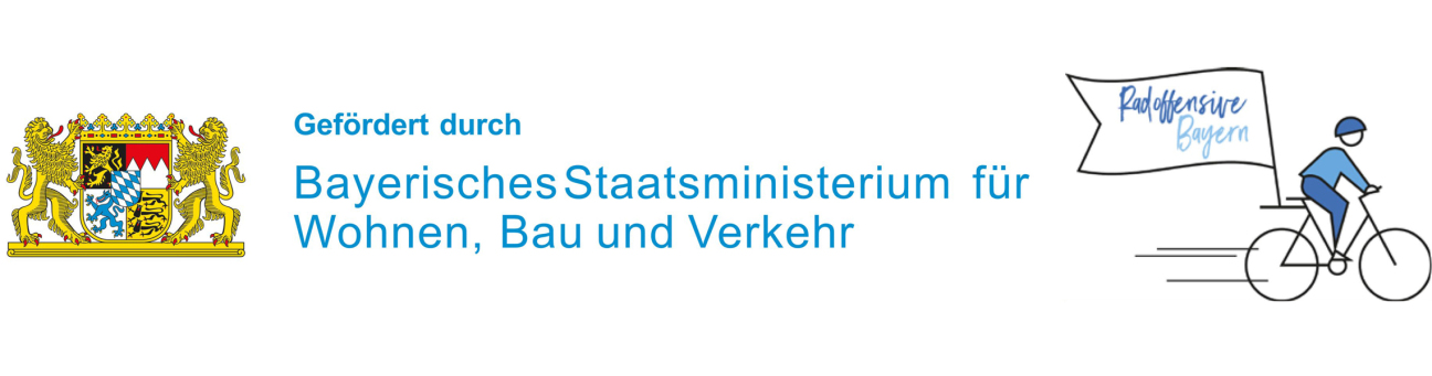 Bild © Bayerisches Staatsministerium für Wohnen, Bau und Verkehr Förderlogo Bayerisches Staatsministerium für Wohnen, Bau und Verkehr - Fahrradoffensive Bayern, Bild © Bayerisches Staatsministerium für Wohnen, Bau und Verkehr