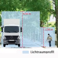 Das Lichtraumprofil muss von Überwuchs freigehalten werden.