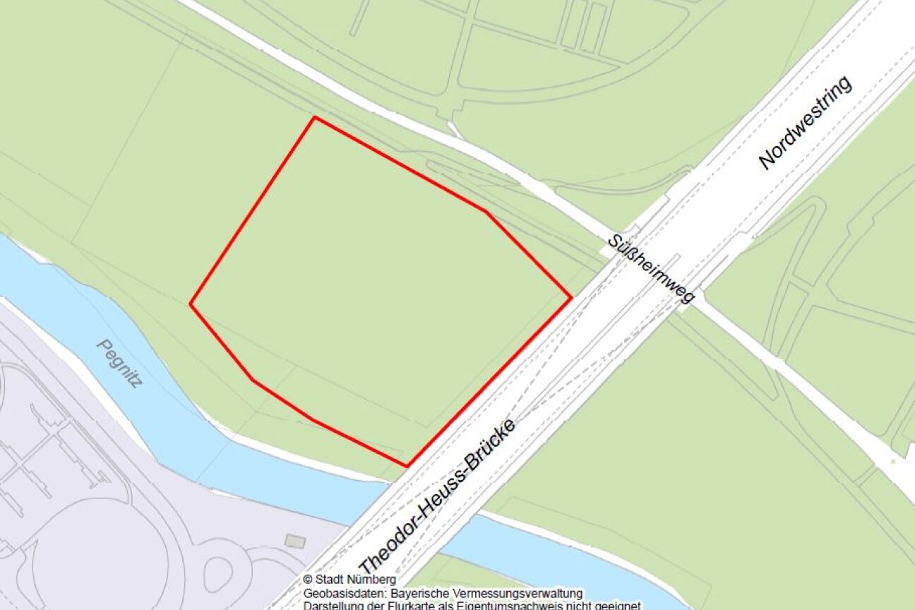 Bild © SÖR / Geobasisdaten: Bayerische Vermessungsverwaltung / Stadt Nürnberg Grillzone Pegnitztal West Theodor-Heuss-Bruecke, Bild © SÖR / Geobasisdaten: Bayerische Vermessungsverwaltung / Stadt Nürnberg