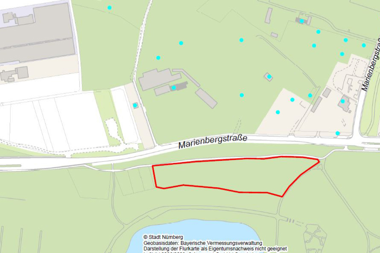Bild © SÖR / Geobasisdaten: Bayerische Vermessungsverwaltung / Stadt Nürnberg Grillzone Marienbergpark Marienbergstraße, Bild © SÖR / Geobasisdaten: Bayerische Vermessungsverwaltung / Stadt Nürnberg