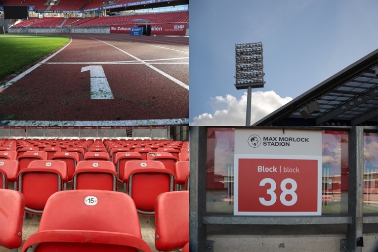 Collage mit 4 Fotos des Stadions