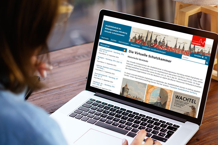 Virtuelle Schatzkammer Webseite auf Laptop