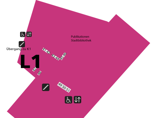 Plan der Austeller FrankenBuch 2025 auf der Ebene L1 der Stadtbibliothek Zentrum.