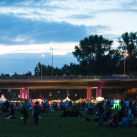 Unter der Theodor-Heuss-Brücke feiern Musikliebhaber jedes Jahr beim Brückenfestival.