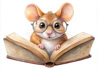 Cute Mouse Reading Book, Watercolor Style, AI Art, Food Photography