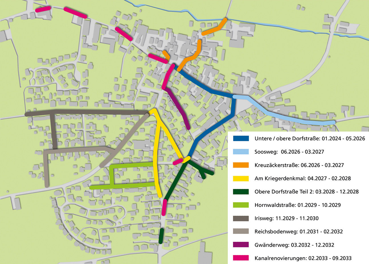 Gebietssanierung Neunhof, Bauzeitenplan © SUN