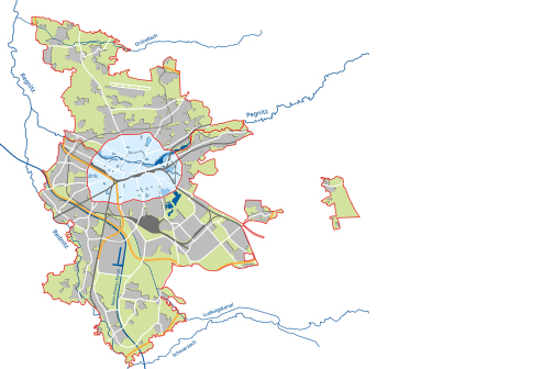 Stadtplan mit Markierung Stadtgebiet Mitte