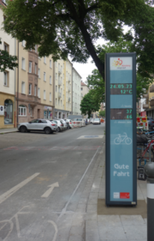 Radzählgerät mit Display in der Humboldtstraße © Verkehrsplanungsamt Nürnberg / Stadt Nürnberg