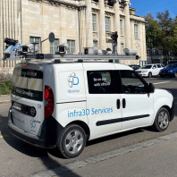 Fahrzeug der Firma iNovitas, das mit Kameras zur Erstellung von Panoramaaufnahmen ausgestattet ist.