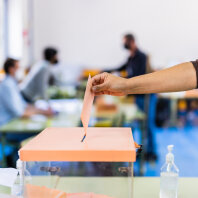 Madrid voting for elections of the community for government. hand voting in a poll