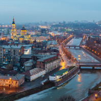 Blick auf die Stadt Charkiw in der Ukraine.