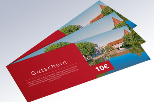 Drei Gutscheinkarten des Nürnberger Zehners.