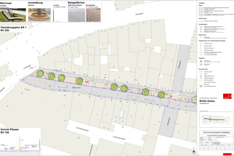 Planung der Fußgängerzone in der Breiten Gasse, M 1:200