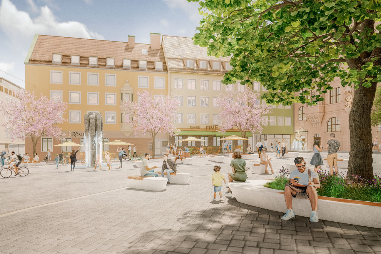 Bild © Schegk Landschaftsarchitekten Obstmarkt Visualisierung, Bild © Schegk Landschaftsarchitekten