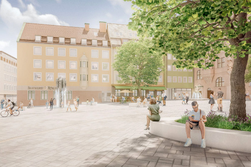 Modellbild: Blick auf den Obstmarkt nach der Umgestaltung.