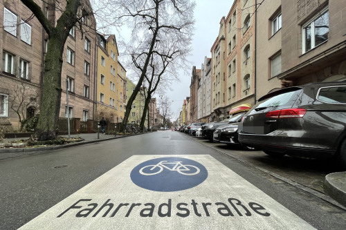 © André Winkel / Stadt Nürnberg Fahrradstraße in der Humboldtstraße. © André Winkel / Stadt Nürnberg