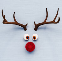 Reindeer toy with red nose Christmas background concept 3D Rende